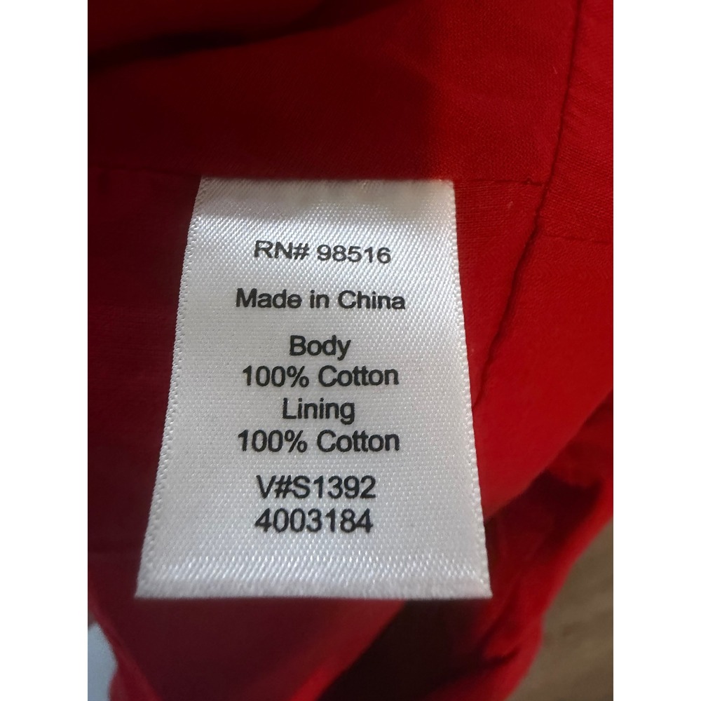 Coldwater Creek Red Cotton Tiered Midi Dress 12 Boho V-Neck 4003184 - Picture 7 of 7
